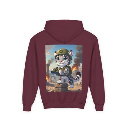 Snow Leopard Lookout Youth Hooded Sweatshirt – Adventure, Curiosity & Fearless Style