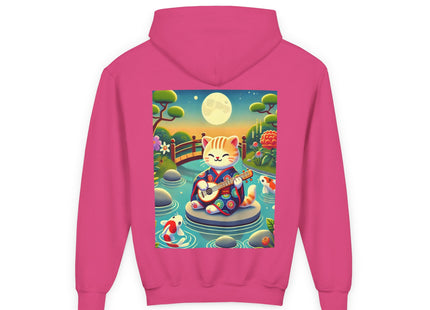 Melodic Kitten by the Koi Pond Youth Heavy Blend Hooded Sweatshirt