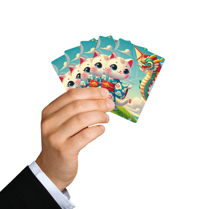 Geisha Kitten and the Dragon Kite Playing Cards
