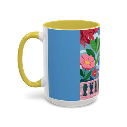 The Lady Of The Blossoming Terrace Colorful Mugs – Art Deco Floral Garden Elegance