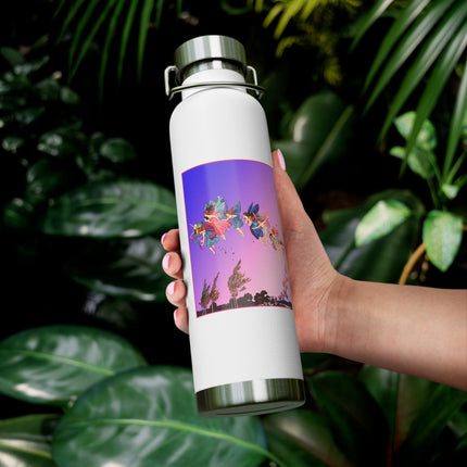 Fairies, Pixies, and Petals in Twilight's Embrace Copper Vacuum Insulated Bottle, 22 oz