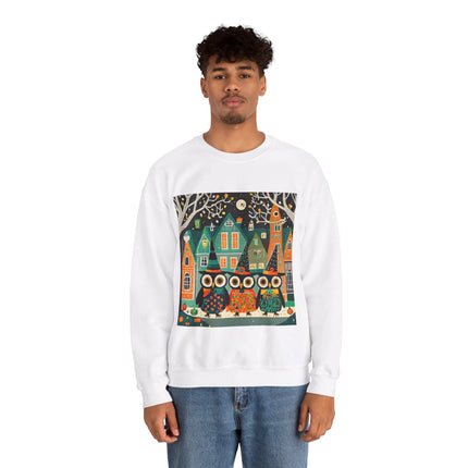 Night of the Trick-or-Treating Owlets Unisex Heavy Blend™ Crewneck Sweatshirt