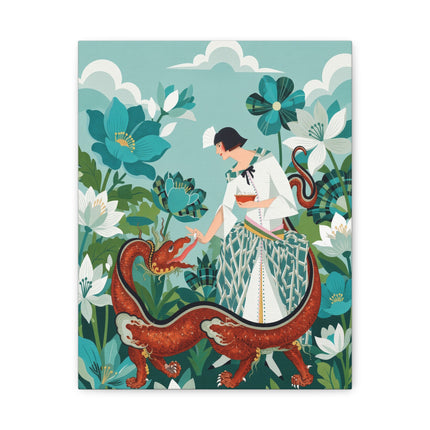 🐉🌿 The Dragon Keeper Placemat – Art Deco Floral Fantasy