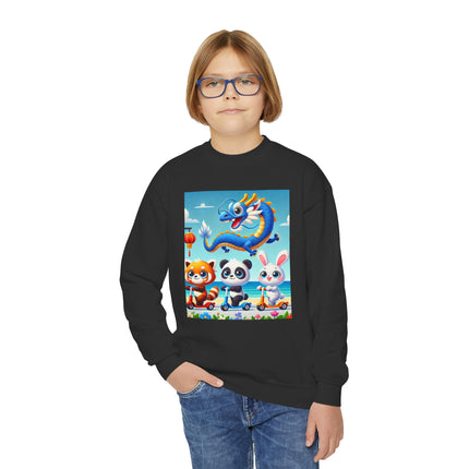 Seaside Scooter Friends Youth Crewneck Sweatshirt – Coastal Fun, Friendship & Playful Adventure