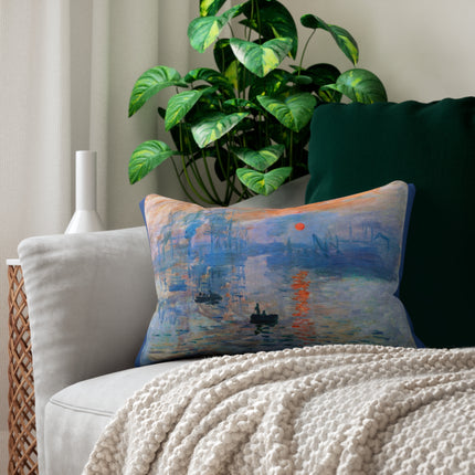 Sunrise by Claude Monet Spun Polyester Lumbar Pillow