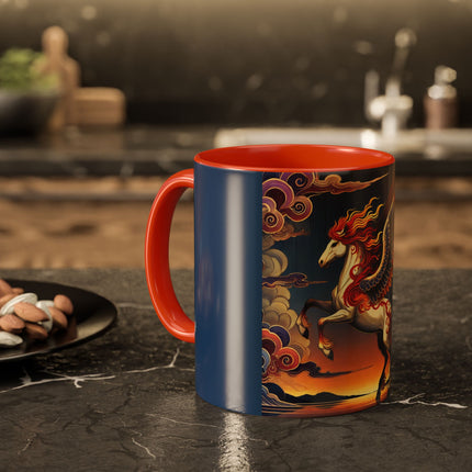 Flame-Winged Horse at Sunset Colorful Mugs (11oz, 15oz)