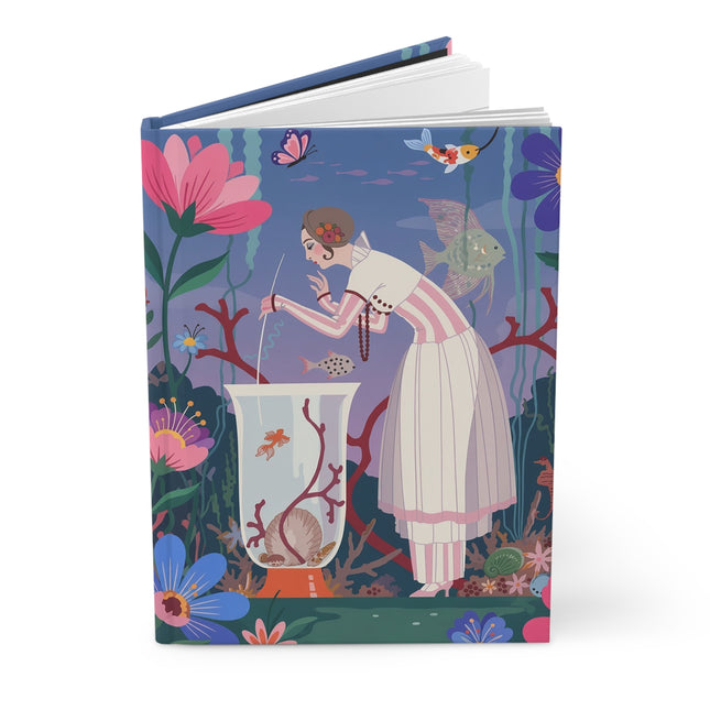 🐠🌸 The Lady Of The Enchanted Aquarium Hardcover Journal – Art Deco Underwater Elegance