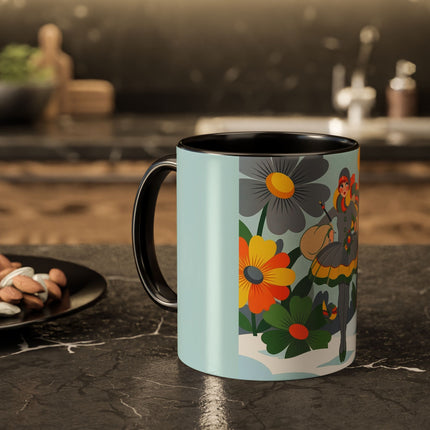 ❄️🌼 The Winter Flower Wanderer Colorful Mug – Colorful Art Deco Snow Fantasy