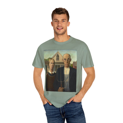 American Gothic by Grant Wood Unisex Garment-Dyed T-shirt