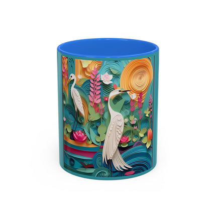 Elegant Egret Oasis Colorful Mugs (11oz, 15oz)