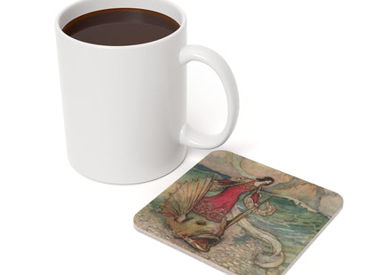 Rita Rides on the Dolphin by Warwick Goble Cork Back Coaster