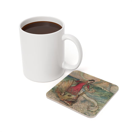 Rita Rides on the Dolphin by Warwick Goble Cork Back Coaster