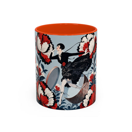 ❤️🌺 The Scarlet Blossom Dancer Colorful Mug – Art Deco Fashion Whimsy