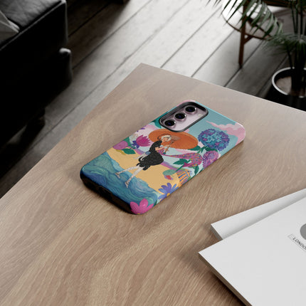 🌊☂️ The Lady Of The Flowered Seashore Phone Case – Art Deco Seaside Fashion