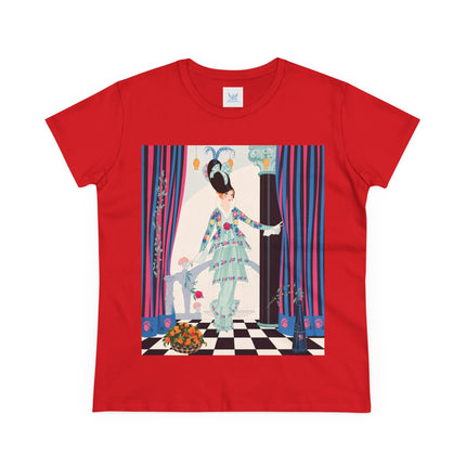 🌸🎭 The Lady Of The Garden Salon Cotton Tee – Art Deco Floral Elegance