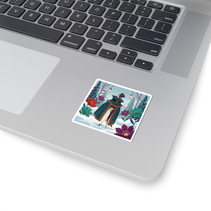 🏮❄️ The Winter Lantern Promenade Kiss-Cut Sticker – Art Deco Holiday Fantasy