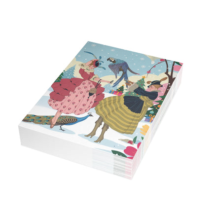 🦚❄️ The Ladies Of The Winter Aviary Greeting Card – Art Deco Holiday Fantasy
