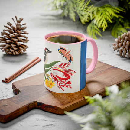 Woodpecker & Tulip Colorful Mugs – Vibrant Spring & Bold Beauty