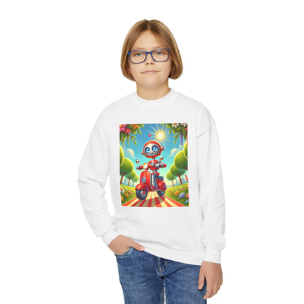 The Traveling Robot Youth Crewneck Sweatshirt – Adventure, Curiosity & Playful Discovery