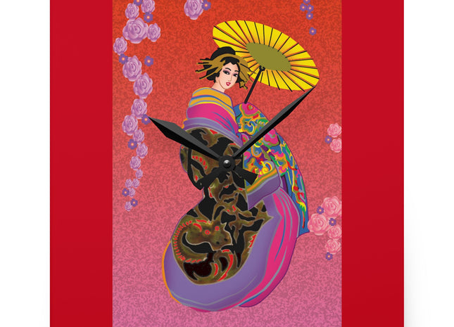 Enchanting Geisha Acrylic Wall Clock