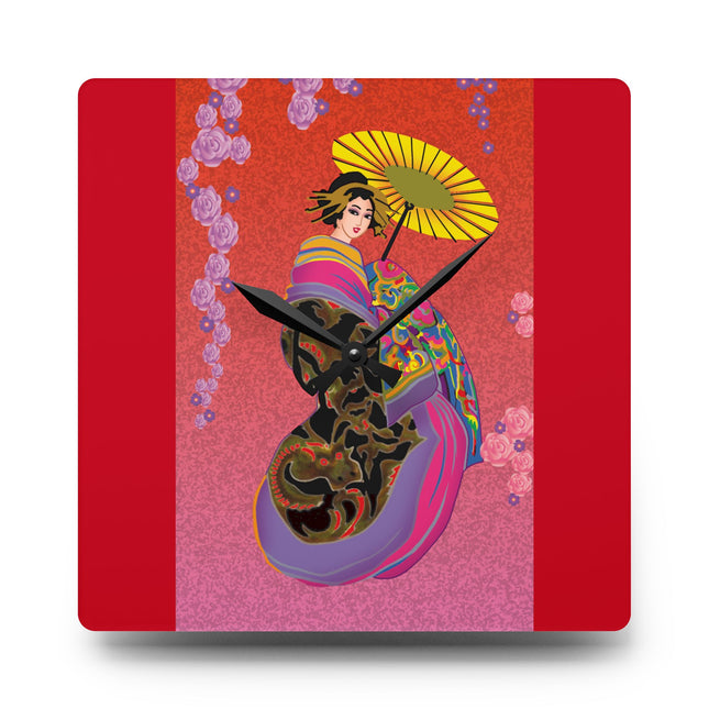 Enchanting Geisha Acrylic Wall Clock