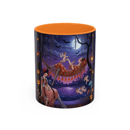 🌙🎃 Moonlit Mischief In The Pumpkin Grove Colorful Mug – Whimsical Halloween Fantasy