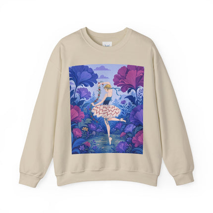 🌸🩰 The Enchanted Garden Ballet Crewneck Sweatshirt – Art Deco Floral Whimsy