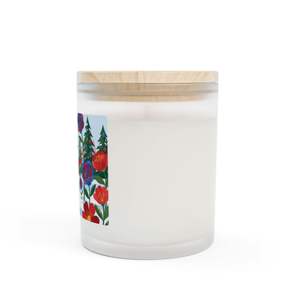 🌹🕯️ The Lady Of The Holiday Roses Frosted Glass Candle – Art Deco Christmas Elegance