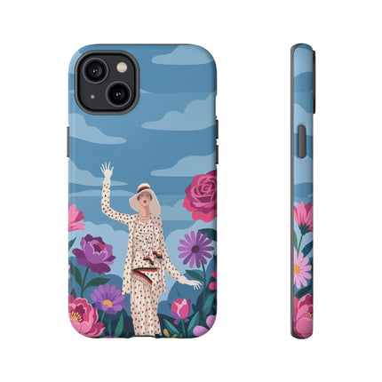🌺👒 The Grand Flower Promenade Phone Case – Art Deco Fashion Illustration