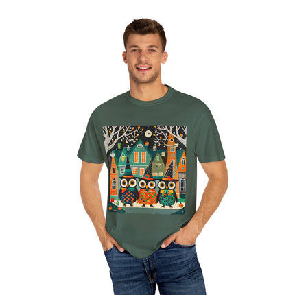 Night of the Trick-or-Treating Owlets Unisex Garment-Dyed T-shirt