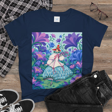 🌸🎶 The Garden Melody Cotton Tee – Art Deco Floral Whimsy