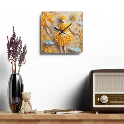 Dandelion Fairy Acrylic Wall Clock, Round and Square