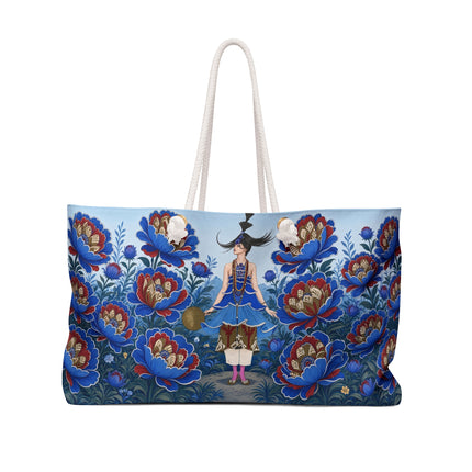 💙🌺 The Sapphire Blossom Garden Dancer Weekender Bag – Art Deco Fashion Fantasy