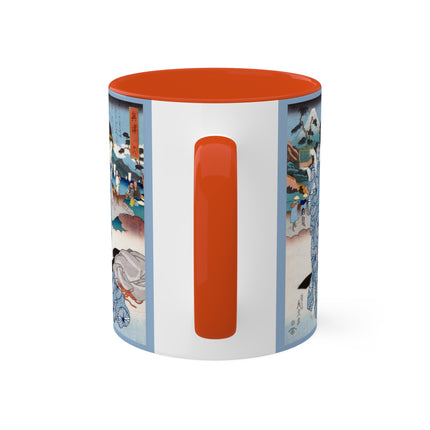 Japanese woman woodblock print by Keisai Eisen Colorful Mugs, 11oz
