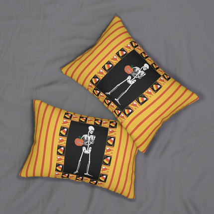 Candy Corn Skeleton Spun Polyester Lumbar Pillow