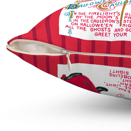 The Hallowe'en Cauldron In the Firelight's Gleam Spun Polyester Square Pillow