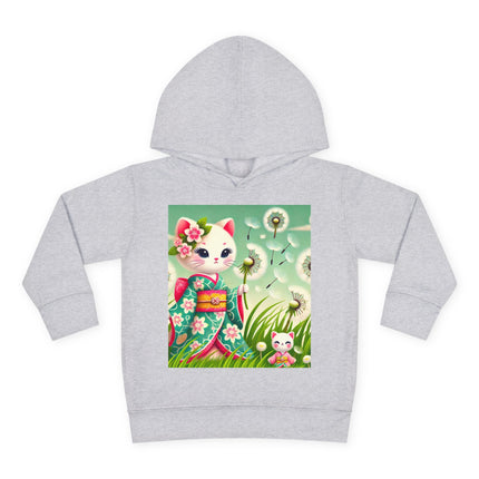 Geisha Kitten and the Dandelion Wish Toddler Pullover Fleece Hoodie