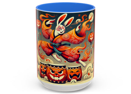 Jack-O’-Lantern Drums & The Kabuki Rabbit Colorful Mugs (11oz, 15oz)