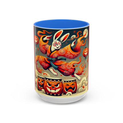 Jack-O’-Lantern Drums & The Kabuki Rabbit Colorful Mugs (11oz, 15oz)
