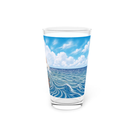 🦀🌊 The Seaside Crab Ride Pint Glass – Art Deco Beach Whimsy