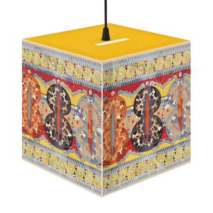 Reproduction of the Shield Frieze by Emile Gilliéron Light Cube Lamp