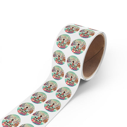 Nutcracker Candy-Striped Adventure Round Sticker Label Rolls