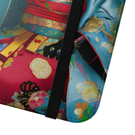 🌸✨ Cyberpunk Geisha Flip Case – Neon Elegance & Futuristic Grace