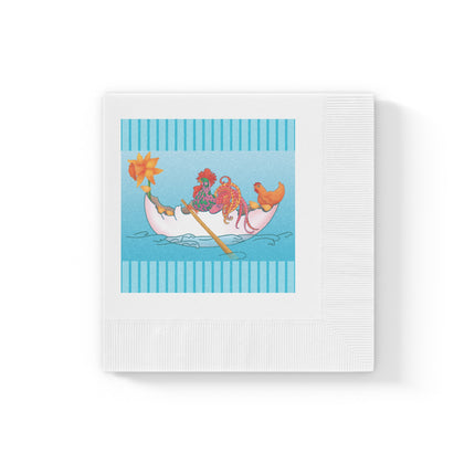 A Rooster's Seafaring Adventure White Coined Napkins