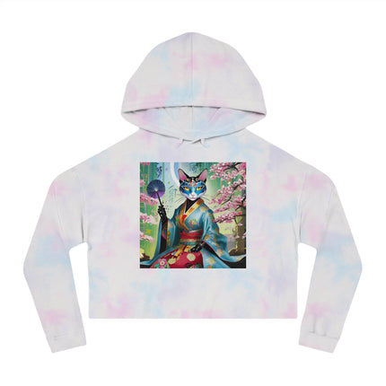 Cyberpunk Geisha Cropped Hooded Sweatshirt