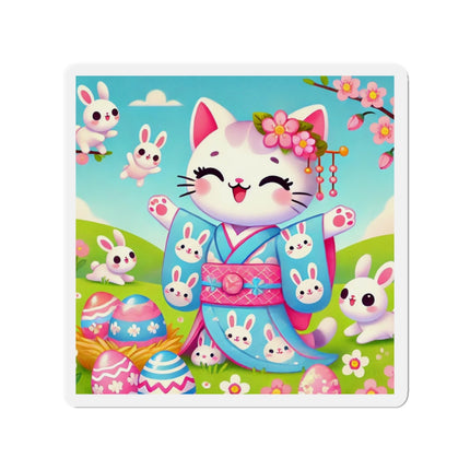 Springtime Kitten’s Easter Joy Die-Cut Magnets (5 Sizes)