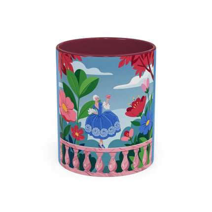 The Lady Of The Blossoming Terrace Colorful Mugs – Art Deco Floral Garden Elegance