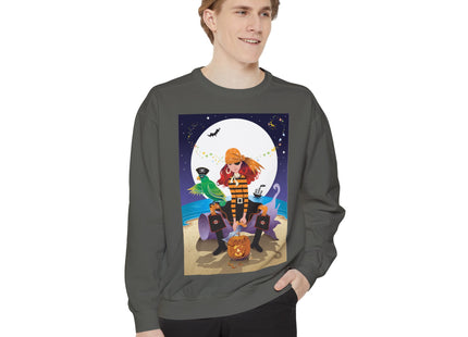 Moonlit Pirate Halloween Unisex Garment-Dyed Sweatshirt