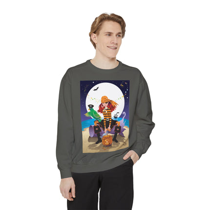 Moonlit Pirate Halloween Unisex Garment-Dyed Sweatshirt