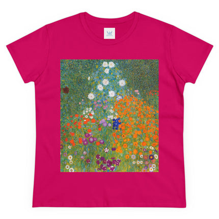 Cottage Garden by Gustav Klimt Women's Midweight Cotton Tee